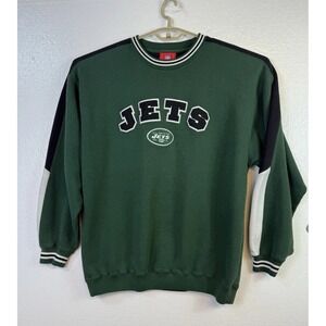 NFL New York Jets Mens Sweatshirt Sz 2XL Green Football Sportswear Logo Y2K
